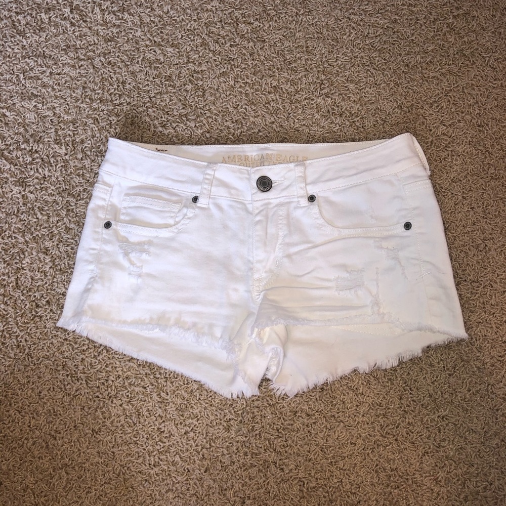 American Eagle white jean shorts